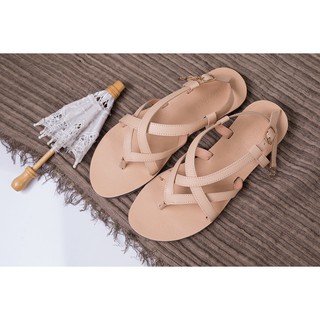 giày sandal kẹp ngón chữ V hiệu MPH Shoes-nữ-kem