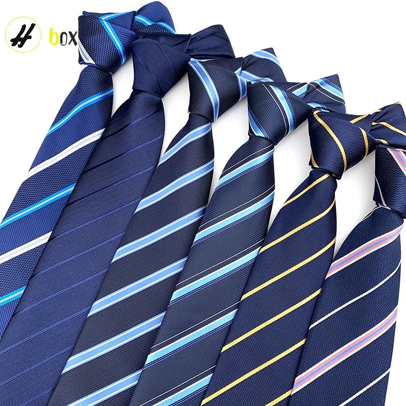 Cà Vạt Kẻ Sọc Màu Xanh Navy Thời Trang Công Sở Cho Nam [Giao Hàng Trong 24 Giờ]