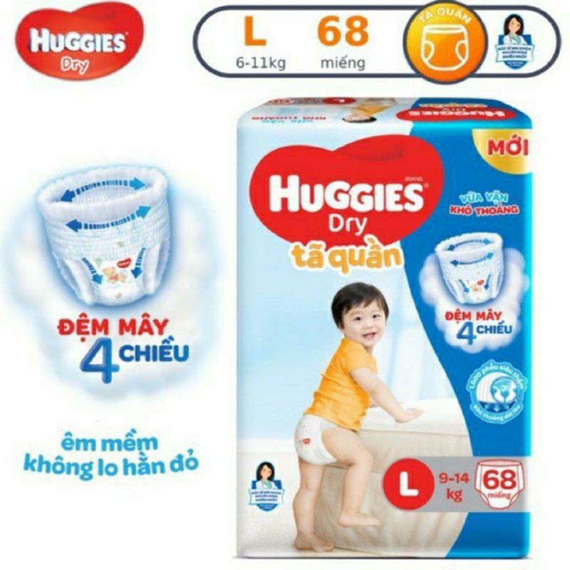 TÃ QUẦN HUGGIES ĐỆM MÂY 4 CHIỀU - M74 , L68 , XL62 , XXL56 ( MẪU MỚI 2021)