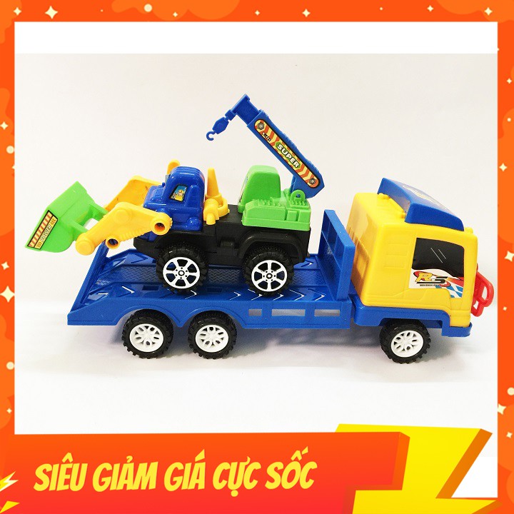 ĐỒ CHƠI XE TẢI TRUCK CHỞ MÁY XÚC THI CÔNG CÔNG TRÌNH