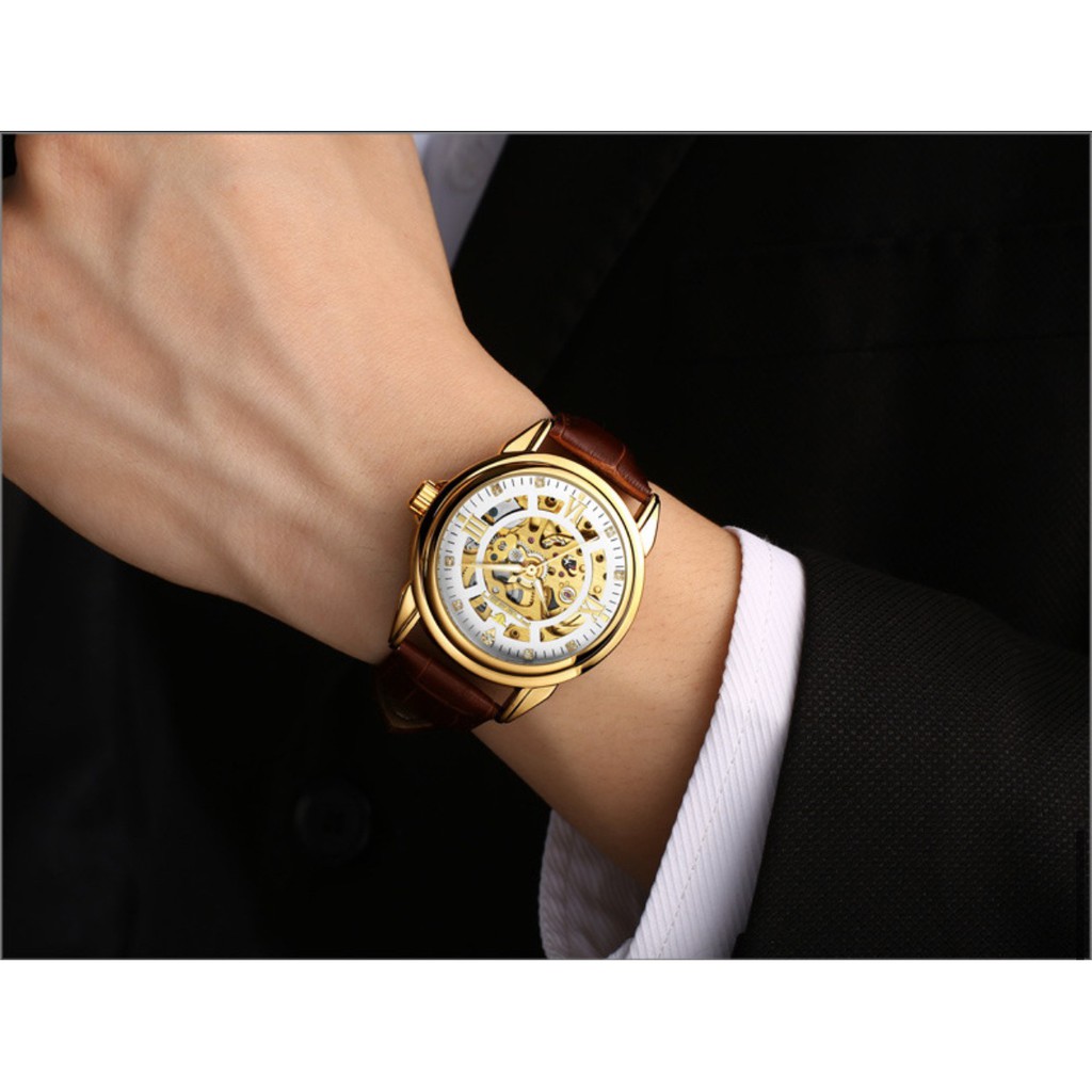 ĐỒNG HỒ CƠ NAM AUTOMATIC FNGEEN 8866 DÂY DA CAO CẤP CHÍNH HÃNG