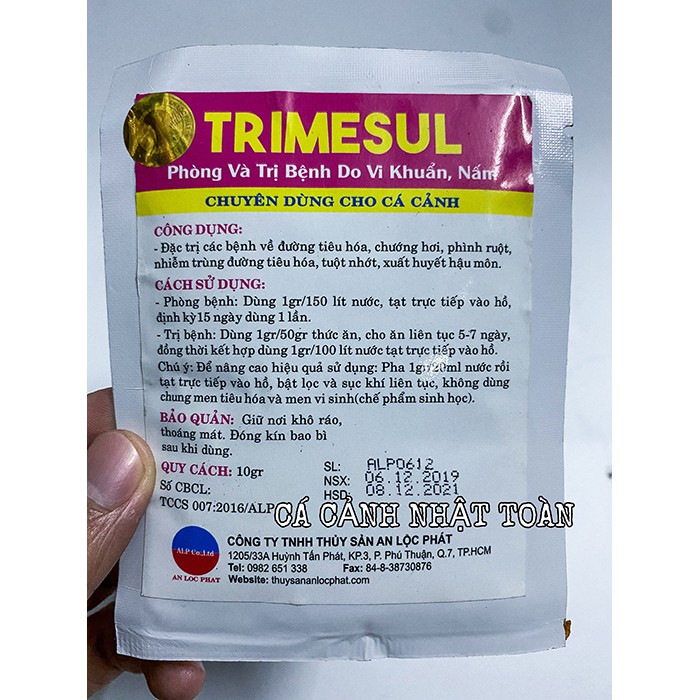 TRIMESUL DƯỠNG CÁ GIÚP KHÁNG KHUẨN NẤM CHO CÁ 10G AN LỘC PHÁT