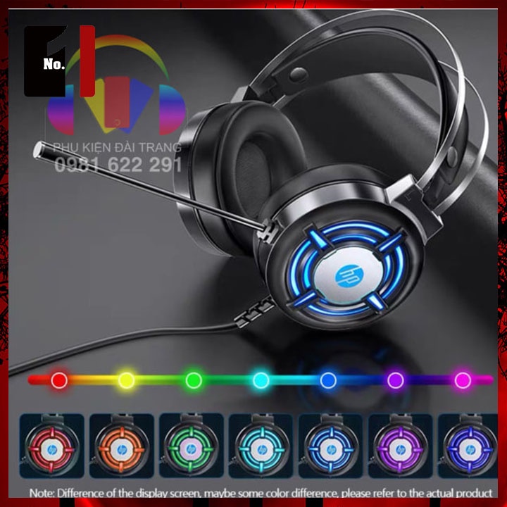 Tai Nghe Gaming LED Chụp Tai Headphone Có Dây HP H120G Tai Nghe Máy Vi Tính Laptop Pc