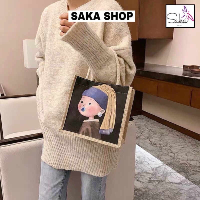 Túi cối nữ nhỏ đi biển nhiều hoa văn dễ thương