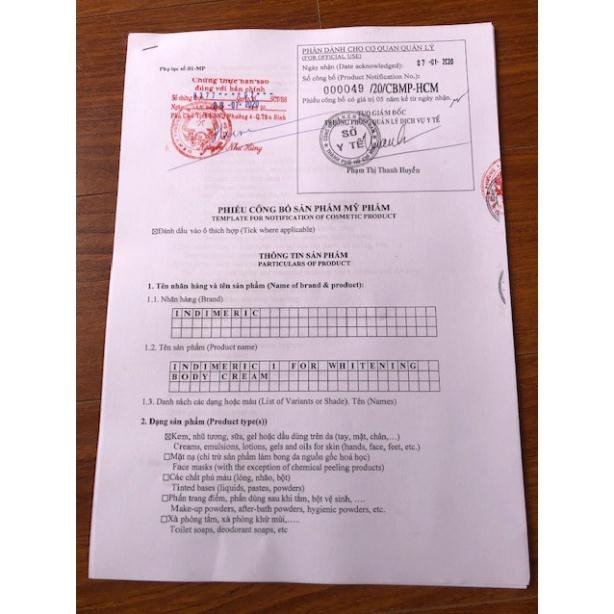 Kem trắng body, dưỡng ẩm,mềm mịn Indimeric | BigBuy360 - bigbuy360.vn