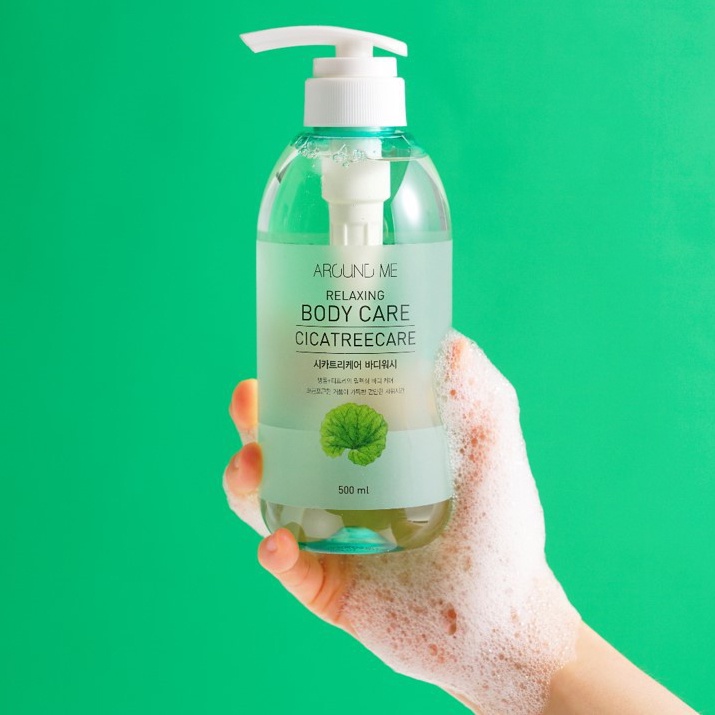 Sữa Tắm Tinh Chất Rau Má Welcos Around Me Chăm Sóc Cho Da Mụn Nhạy Cảm Relaxing Bodycare Cicatreecare 500ml