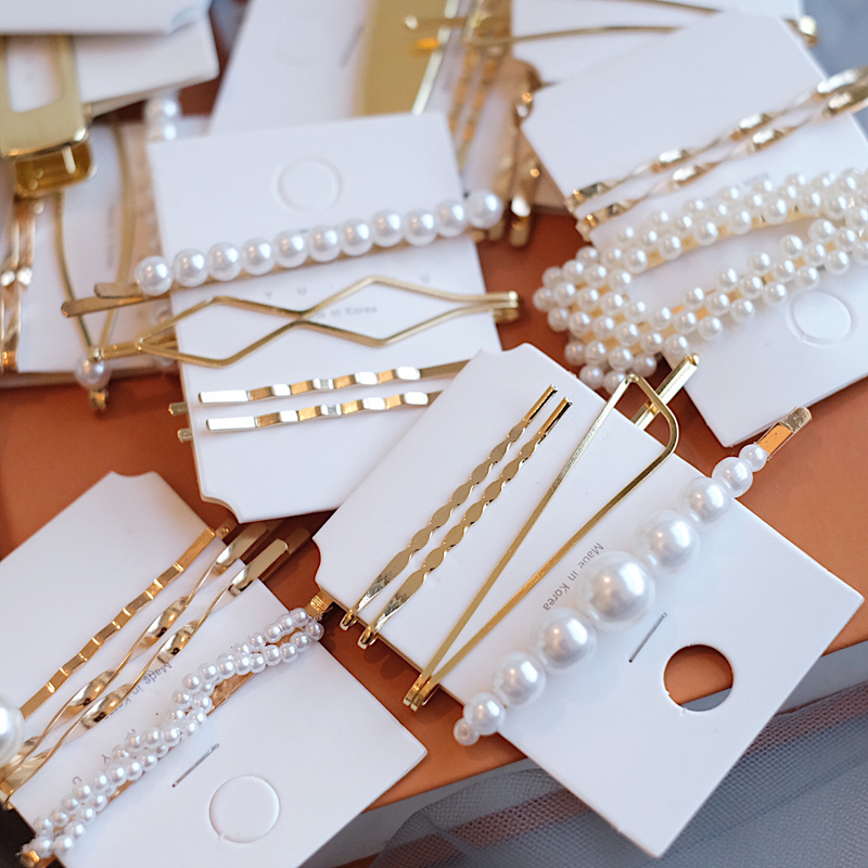 Kẹp Tóc Kim Loại Đính Ngọc Trai Xinh Xắn Dễ Thương Cho Nữ