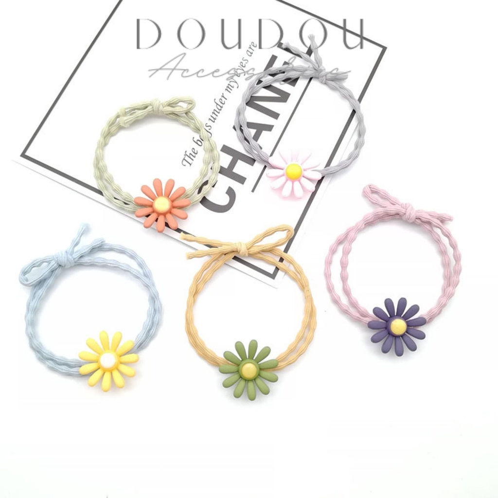 Dây buộc tóc hoa cúc nhí DOUDOU Dây cột tóc Hàn Quốc dây đôi xinh PJ003