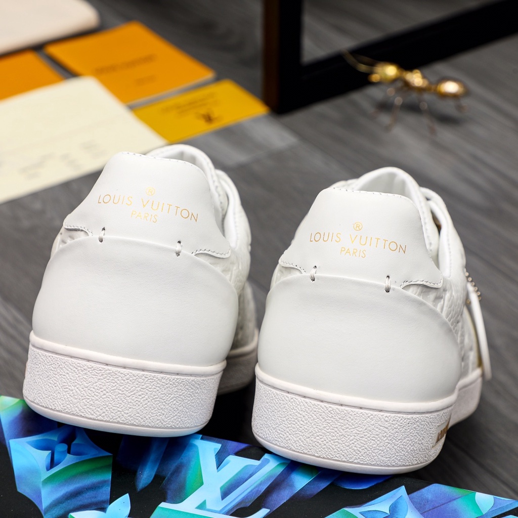 Giày thể thao da thật hoạ tiết dập nổi thời trang cao cấp Louis Vuitton LV cho nam nữ phong cách trẻ trung