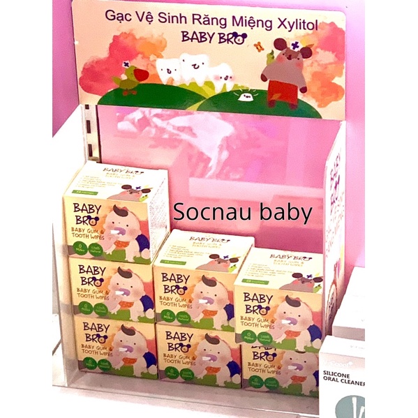 gạc rơ lưỡi Baby bro gói 25 miếng vệ sinh răng miệng cho bé từ 0-36 tháng
