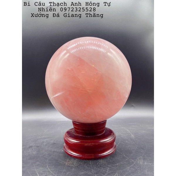 Quả Bi Cầu Đá Hồng Đậm, Đá Tự Nhiên Phong Thuỷ