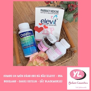 [Bill Authentic] Combo 04 món dành cho bà bầu (Elevit - DHA Bioisland - Canxi Ostelin - Sắt Blackmores)