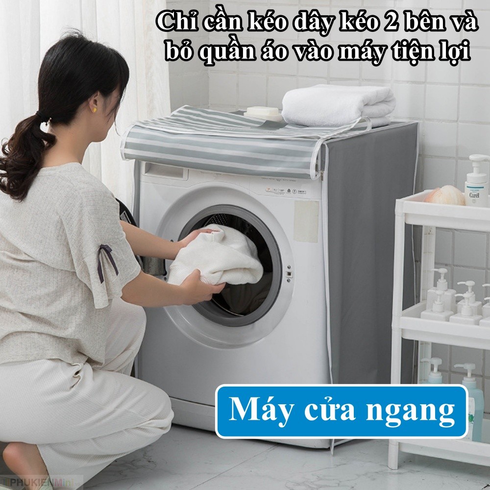 Túi trùm máy giặt PEVA cửa trước và cửa trên, có khóa kéo dẻo dai chống thấm túi trùm chống bụi bẩn, chống nước giá rẻ