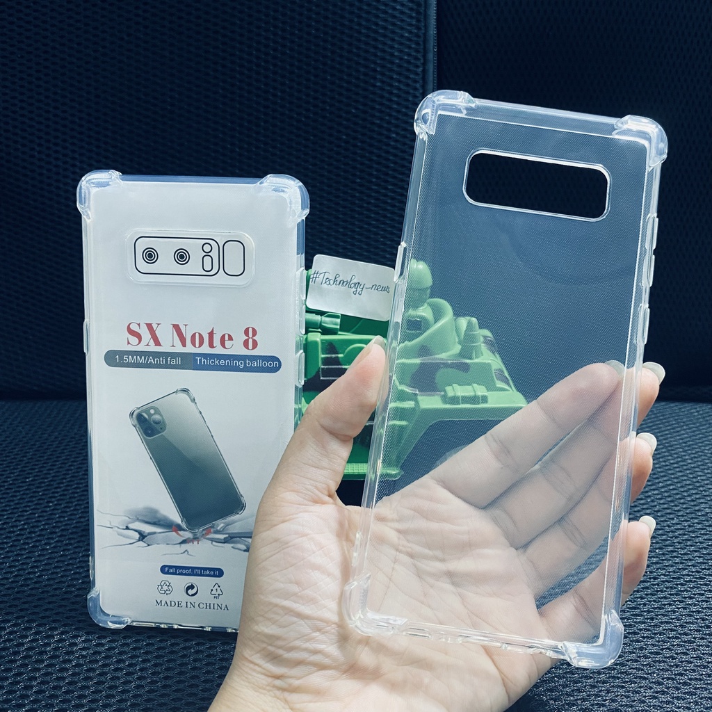 Ốp lưng chống sốc Samsung Note 8 loại dày cao cấp trong suốt dẻo bo 4 góc chống va đập