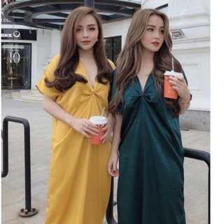 Váy lụa nhung xoắn ngực - Hàng đẹp