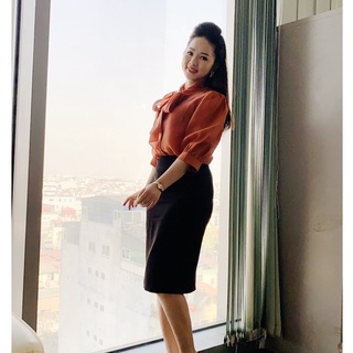 Áo Sơ Mi Nữ HeraDG , Chất Liệu Tơ Cao Cấp WAKBA005