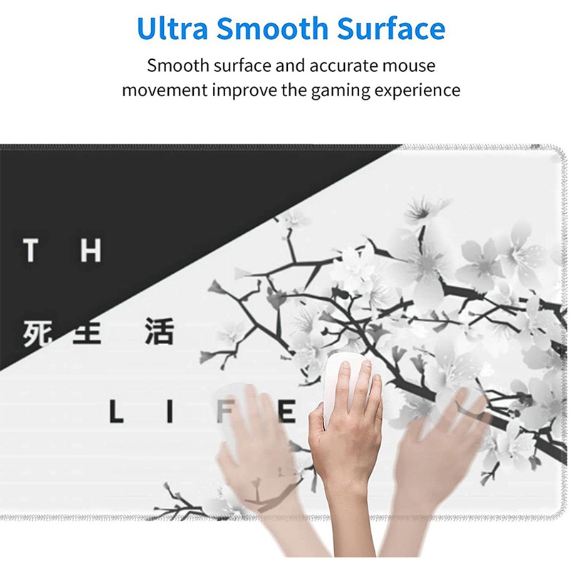 Tấm lót chuột chơi game viền to màu trắng đen 31.5x11.8 Inch
