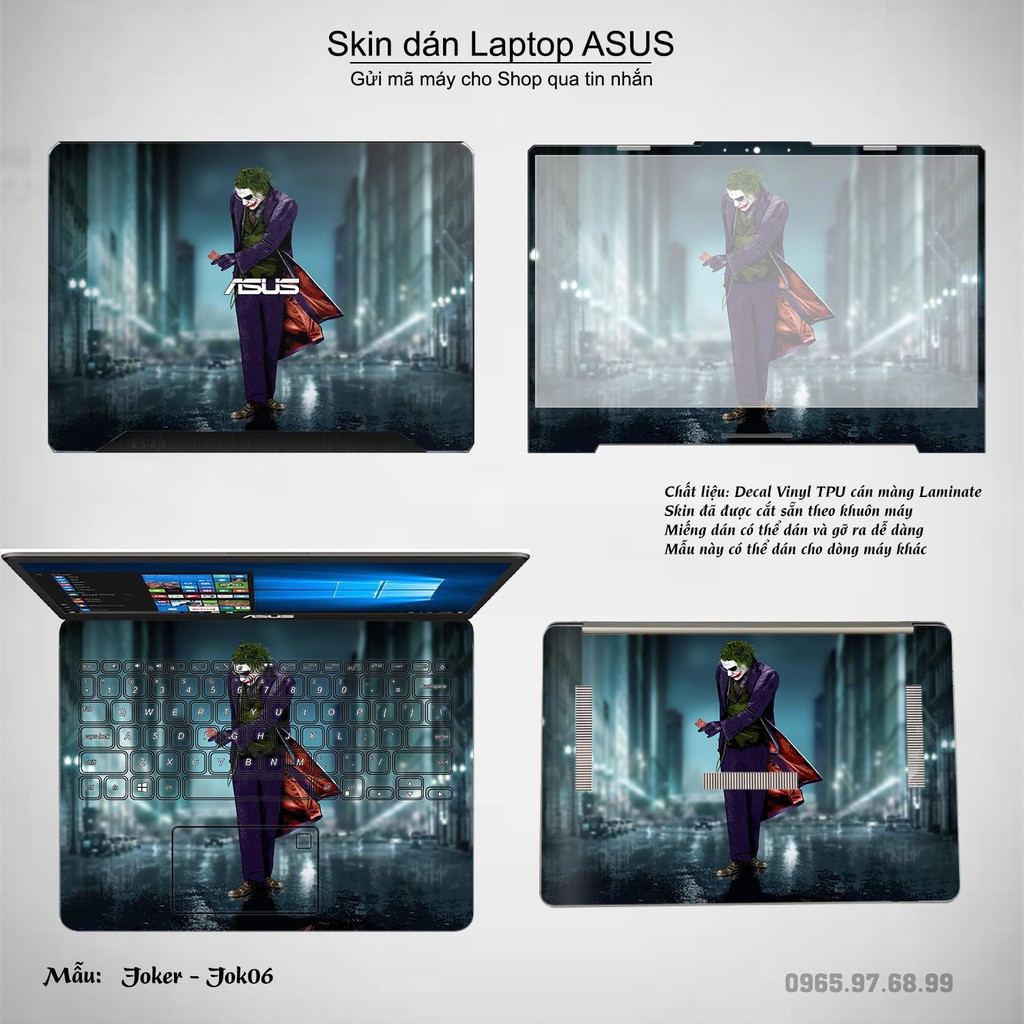 Skin dán Laptop Asus in hình Joker (inbox mã máy cho Shop)