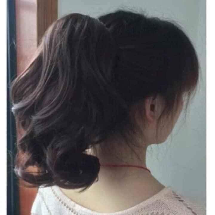 Tóc giả ngoặm kẹp đuôi tóc baby. Tóc giả ngoặm xoăn ngắn 32cm. Mã MO36