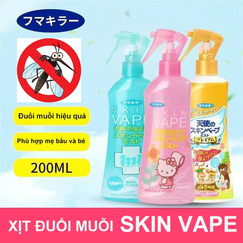 Xịt Chống Muỗi Và Côn Trùng Skin Vape Xịt Muỗi Cho Bé Nhật Bản 200ml, Thơm Nhẹ, An Toàn Bảo Vệ Bé Khỏi Côn Trùng Đốt