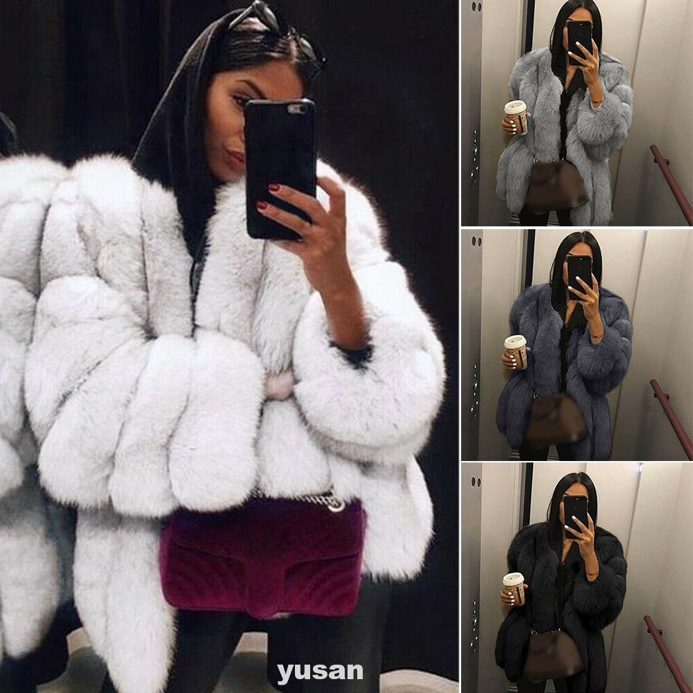 Áo Khoác Lông Thú Tay Dài Màu Trơn Thiết Kế Cổ Tròn Thanh Lịch | BigBuy360 - bigbuy360.vn