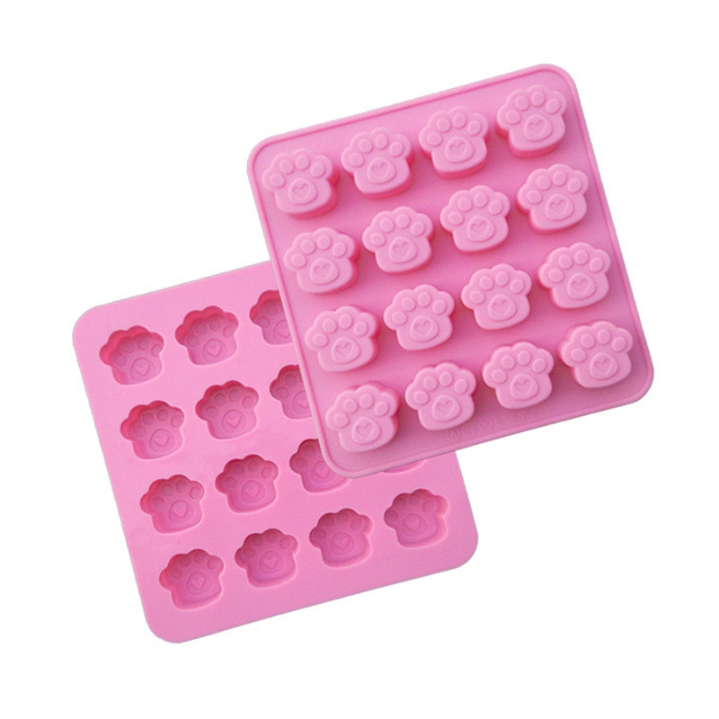 Khuôn silicone làm bánh thiết kế 16 ngăn hình dấu chân mèo tiện lợi