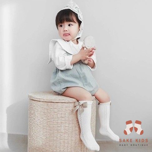 Tất đùi cho bé - Tất vớ đùi bé gái siêu xinh gắn nơ thiết kế viền thoáng khí NEMO BABY phong cách Hàn Quốc mới nhất TL07