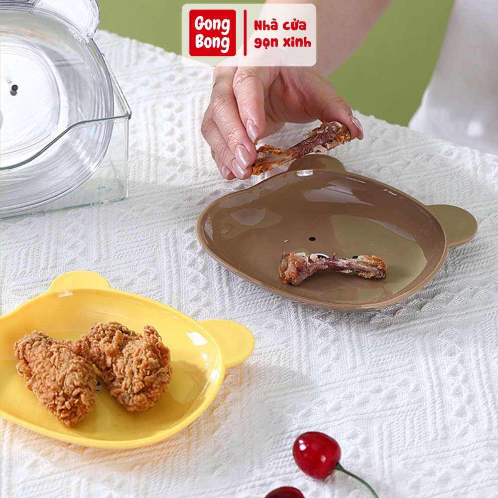 Đĩa đựng thức ăn hình gấu hoạt hình dễ thương đa năng chống rơi vỡ