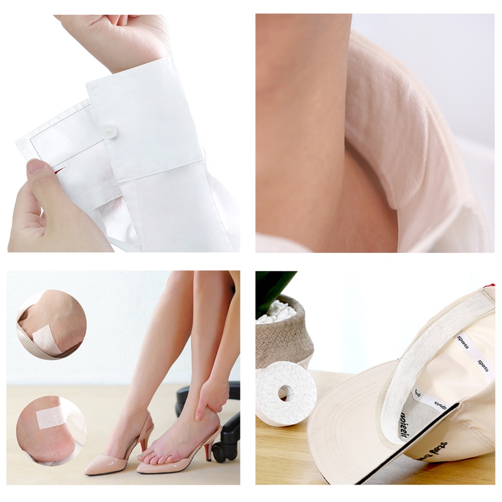 Miếng Dán Viền Cổ Áo Thun/Mũ/Mũ Bảo Vệ Chống Bụi Bẩn Bằng Vải Không Dệt Màu Trắng Tự Dính Thoải Mái Dùng Một Lần
