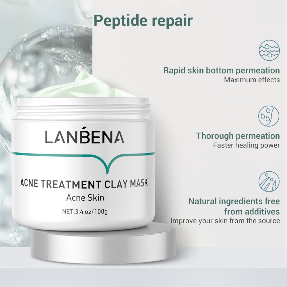 Mặt Nạ Đất Sét Giảm Mụn LANBENA 100g Giúp Làm Sạch Sâu / Kiềm Dầu / Thu Hẹp Lỗ Chân Lông