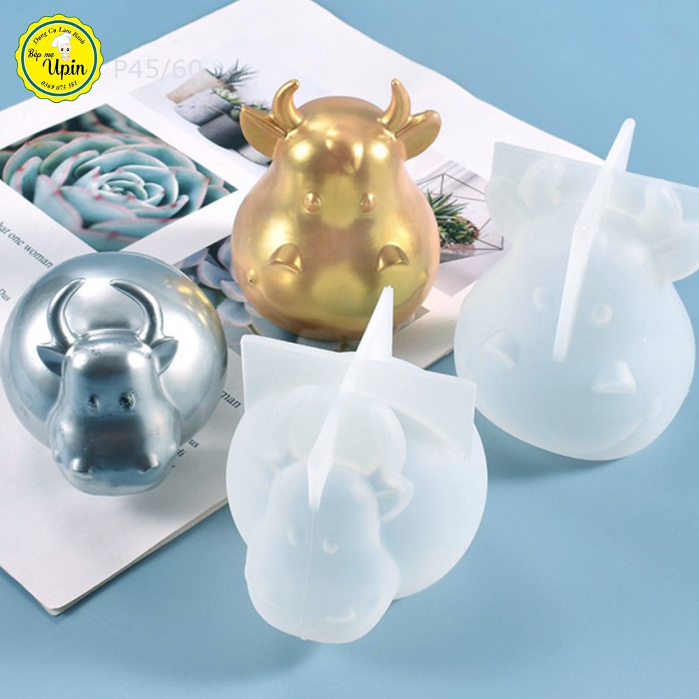 Khuôn silicon tạo hình con trâu và đầu trâu siêu đáng yêu