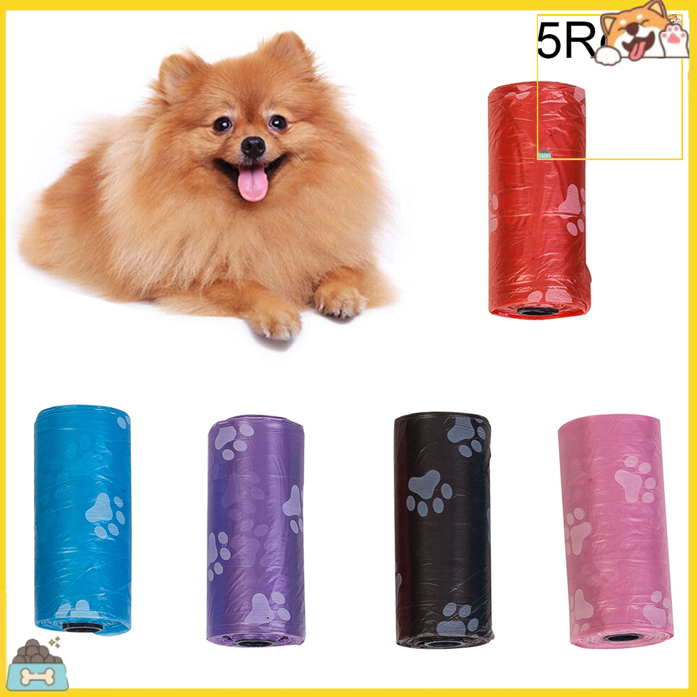 5 Cuộn Túi Rác In Hình Dấu Chân Chó Mèo