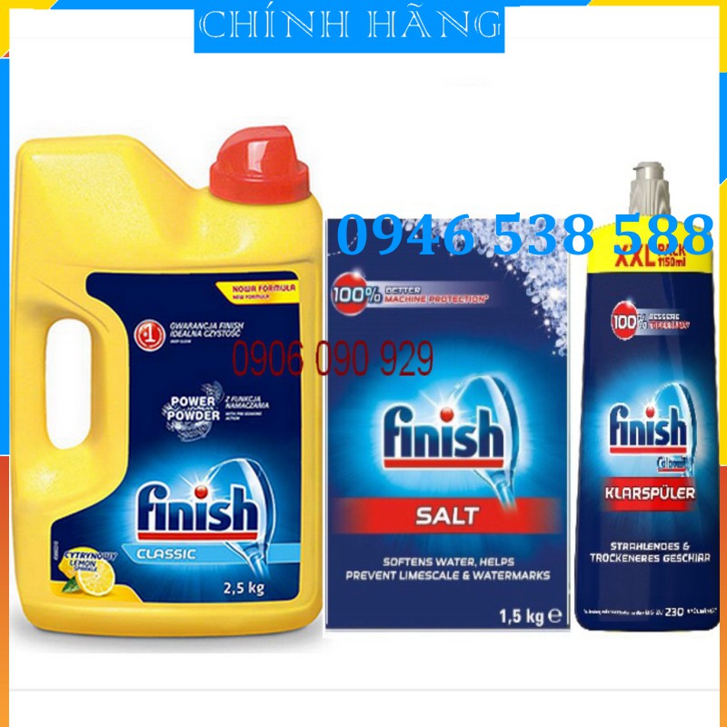 Combo Bột rửa bát Finish classic 2.5kg + bóng finish 750ml + muối Finish 1.5kg - HANOIMART