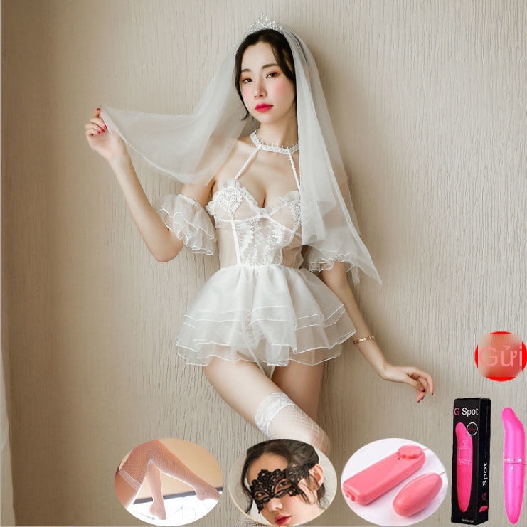 Đồ Lót Sexy Quan Điểm Lưới Cô Dâu Cám Dỗ Phù Hợp Với Dây Đeo Ren Váy Cưới Đam Mê Đồ Ngủ Sexy Nữ Sao