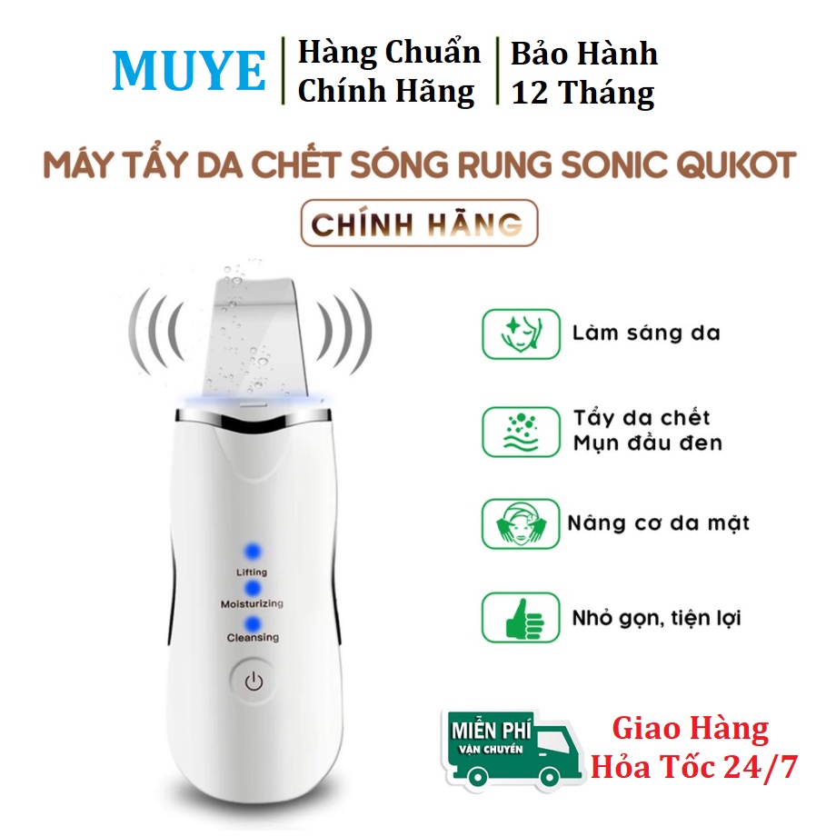 Máy Tẩy Tế Bào Chết Và Mụn Đầu Đen Bằng Sóng Siêu Âm - Thải Độc Than Chì MUYE Chính Hãng Bảo Hành 12 Tháng