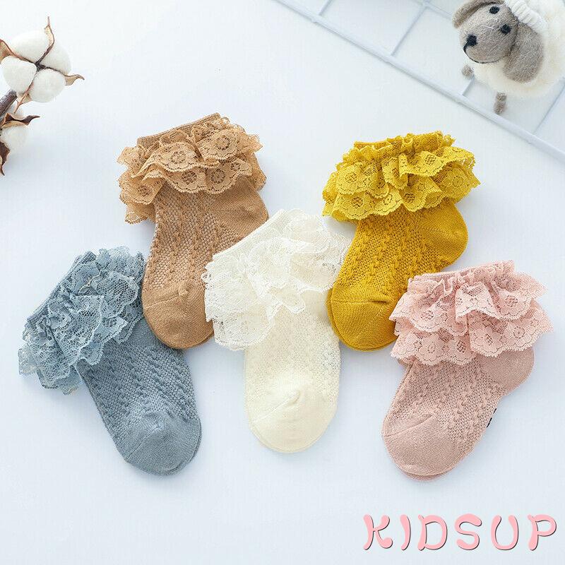 Vớ ngắn hai lớp màu sắc trơn chống trượt dành cho bé gái