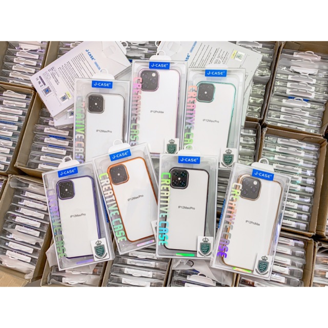 Ốp iPhone 12 trong dẻo màu viền bóng chíng hãng J-Case