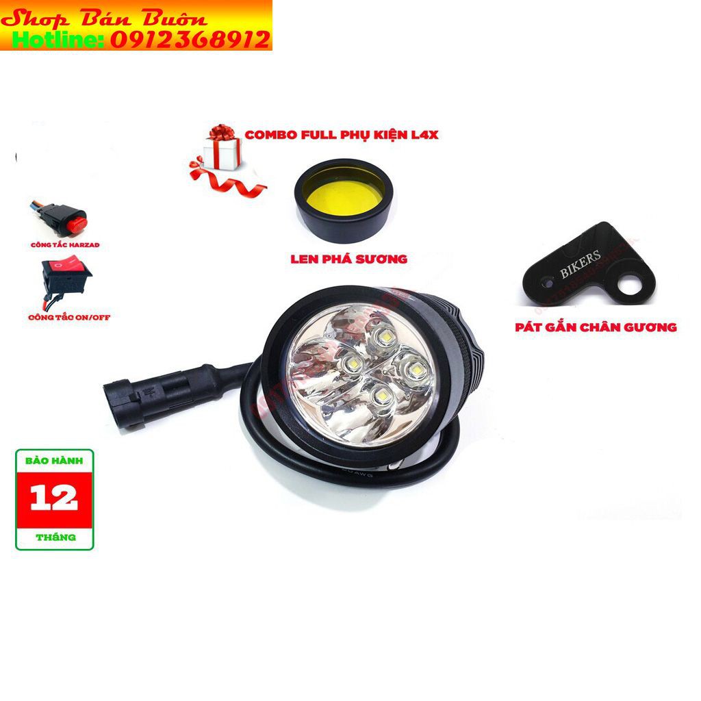 COMBO Đèn trợ sáng gắn chân Gương L4X full phụ kiện
