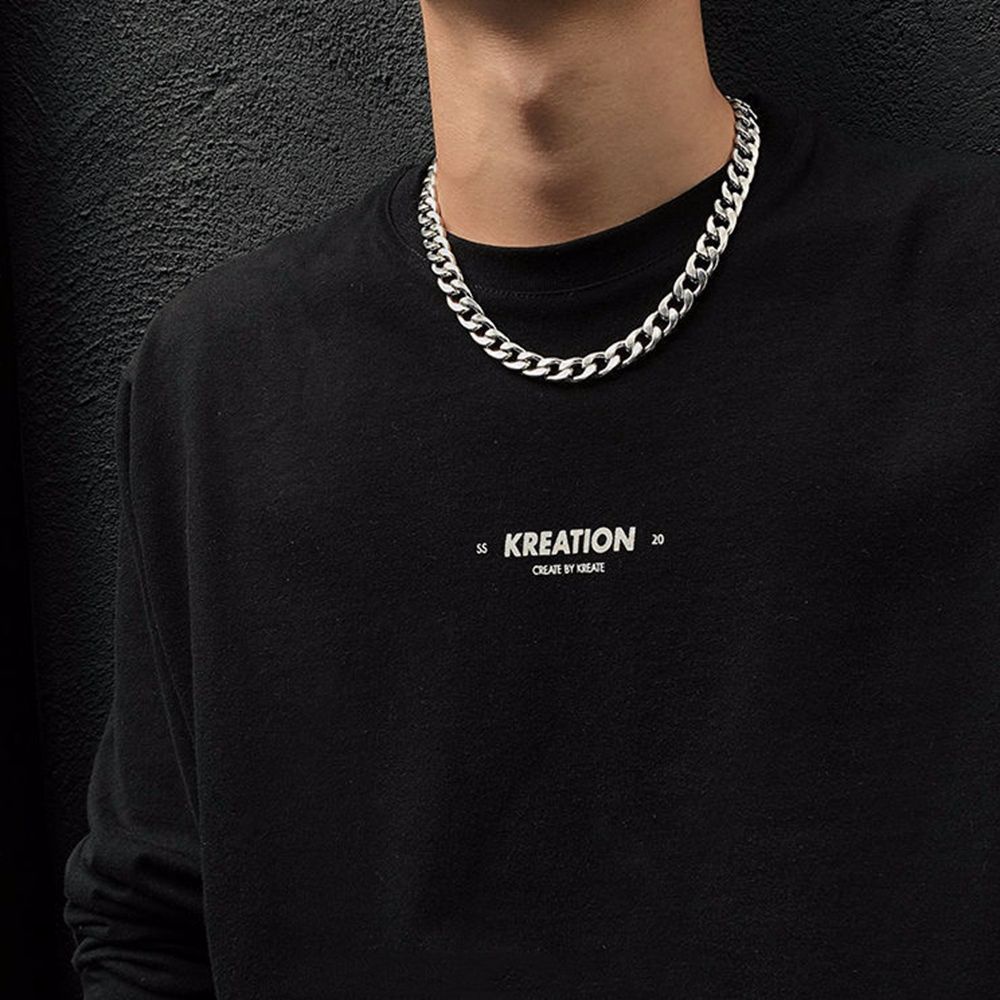 Vòng cổ Thép Titan Thiết Kế Đơn Giản Phong Cách Hip Hop Hàn Quốc Thời Trang Cho Nam Và Nữ