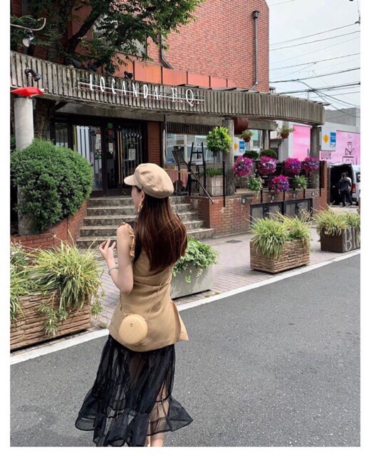 Mũ baret / mũ newsboy thuỷ thủ tròn nữ chất dạ thô có dây điều chỉnh