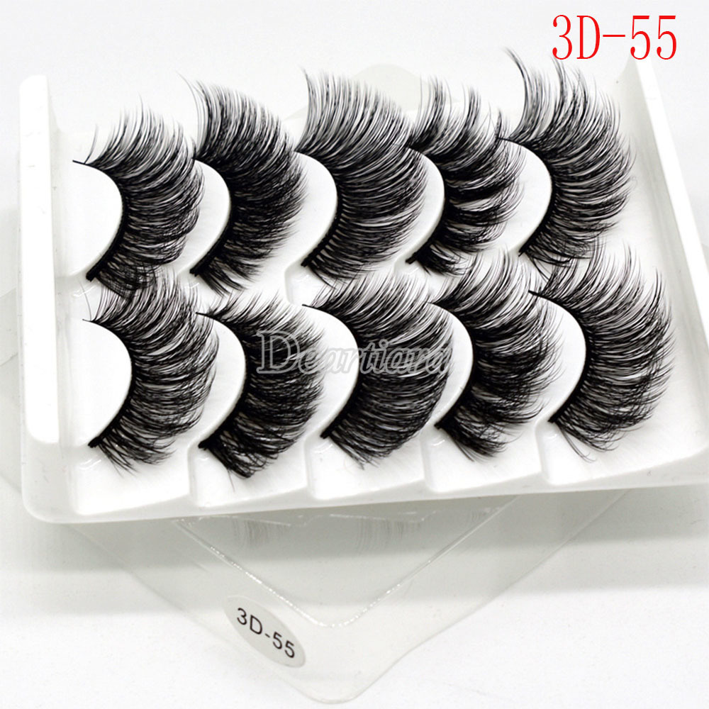 [Hàng mới về] Hộp 5 cặp mi giả 3D thủ công làm từ sợi hóa học trang điểm lộng lẫy