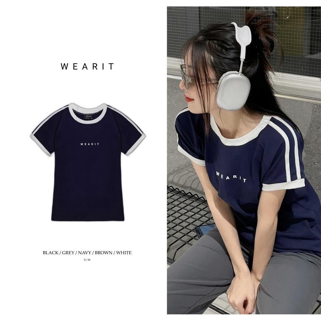 Áo thun baby tee WEARIT chất liệu cotton kẻ sọc tay nhiều màu dễ phối