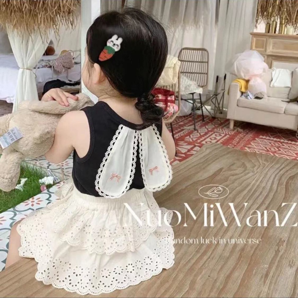 Mùa hè Hàn Quốc Thời trang mùa hè Hàn Quốc Áo sơ mi không tay Áo sơ mi ren Quần đùi T Áo sơ mi mới 2022 kiểu cho bé gái