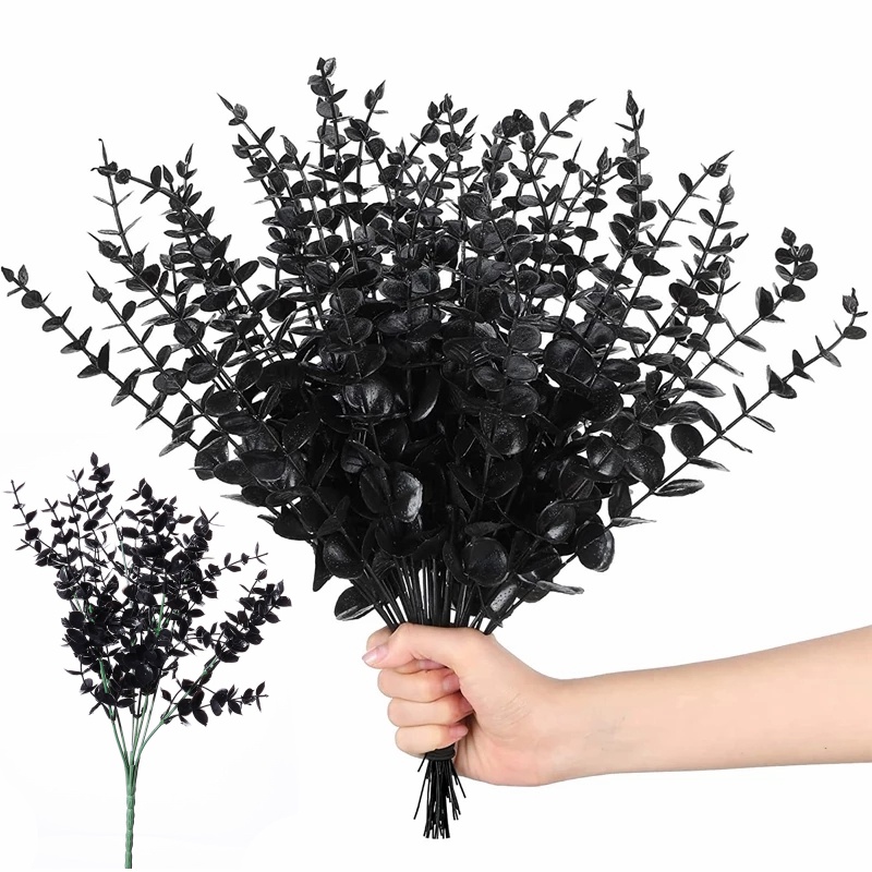 Cành Lá Bạch Đàn Nhân Tạo Màu Đen Trang Trí Nhà Cửa Dịp Halloween