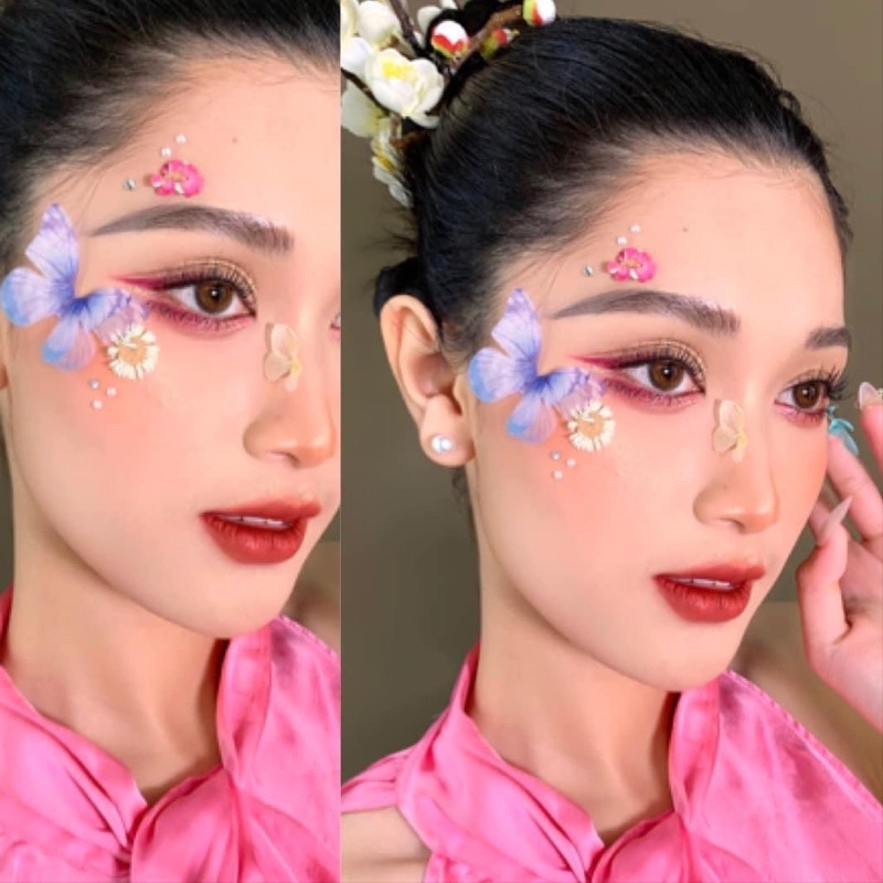 Hoa khô đính mặt makeup