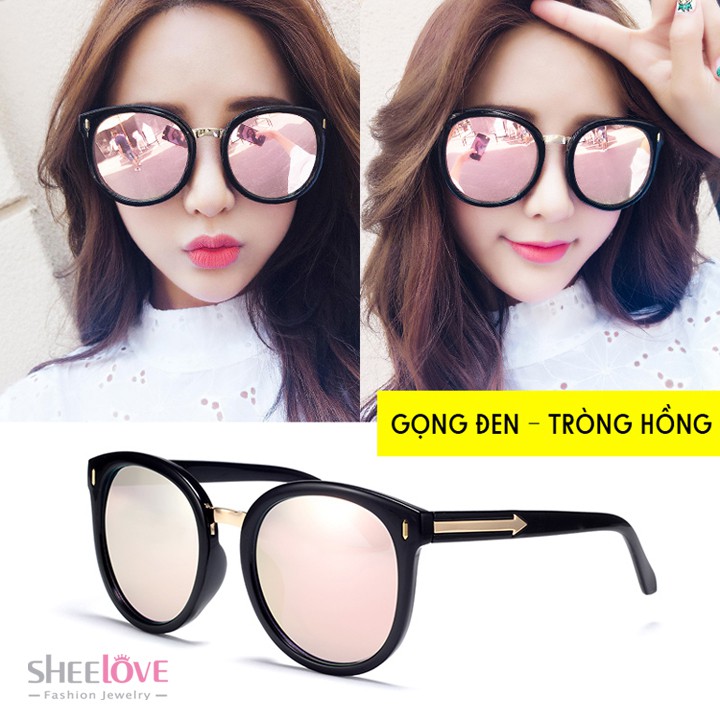Kính mát nữ thời trang Hàn Quốc gọng mũi tên vàng tròng tráng gương nhiều màu Chống tia UV400 Mẫu mới 2019 K5016 | BigBuy360 - bigbuy360.vn