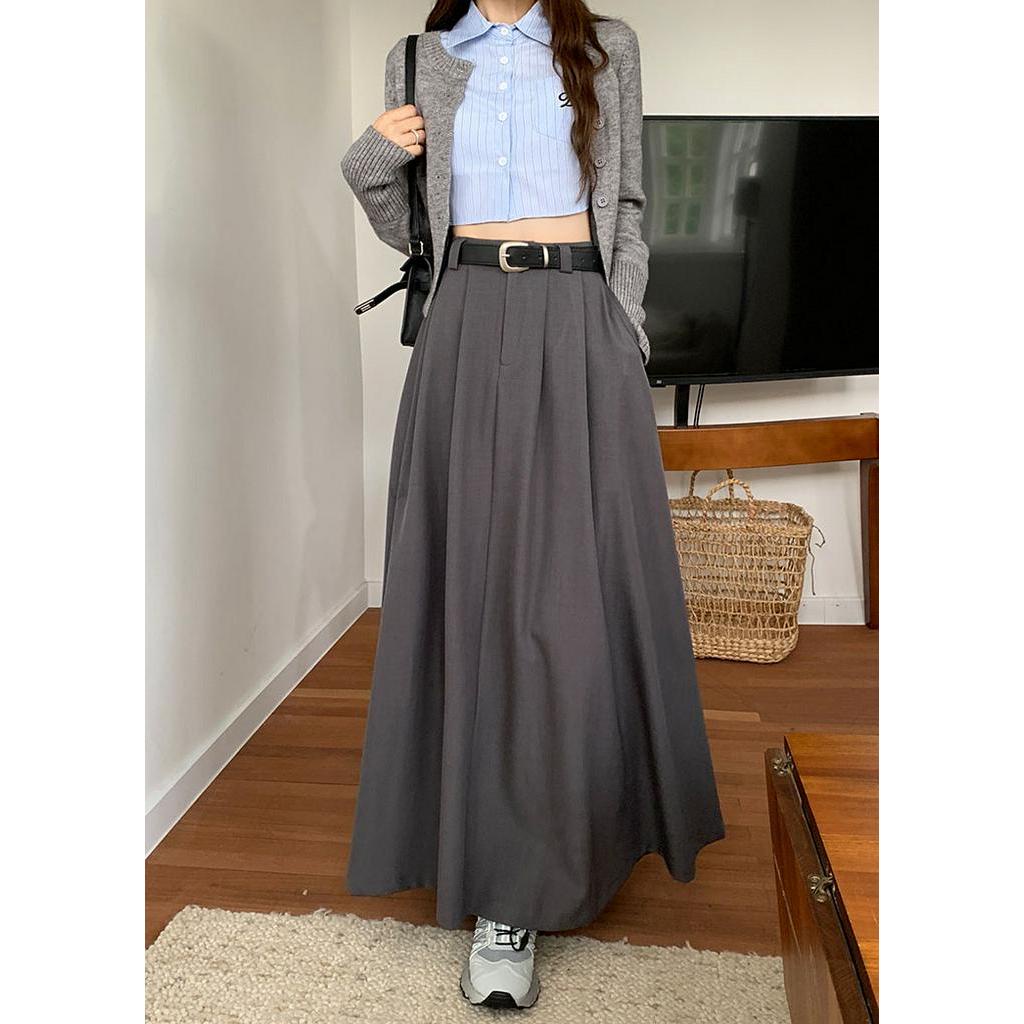 Chân Váy Dài Dáng Chữ a Lưng Cao Phối Thắt Lưng Thời Trang 67529