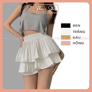 Chân váy xòe bồng bềnh xếp ly 2 tầng THUS, Váy ngắn nữ có lót trong cực xinh THUST21