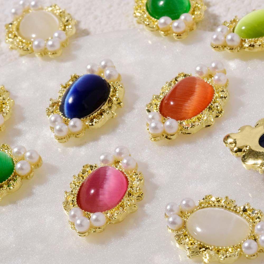 Móng Tay Giả Hình Bản Đồ Đại Dương|Miếng Dán Trang Trí Móng Tay Hình Mắt Mèo Thời Trang DIY|Khung Hợp Kim Trang Trí Móng Tay