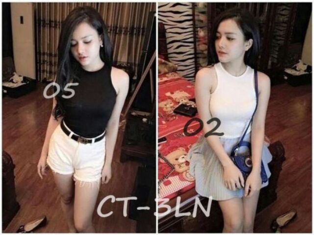 Áo croptop 3 lỗ ngược cotton 4 chiều